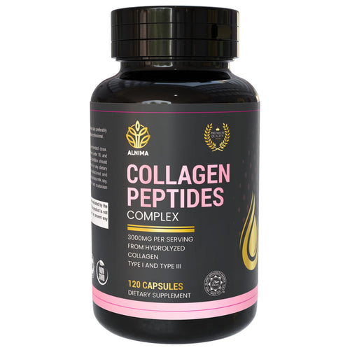 COLLAGEN PEPTIDES Complex – Type I & III Hydrolyzed Bovine Collagen – Halal Certified – 3000mg per Serving – Joint, Skin, Hair & Nail Support – 120 Capsules