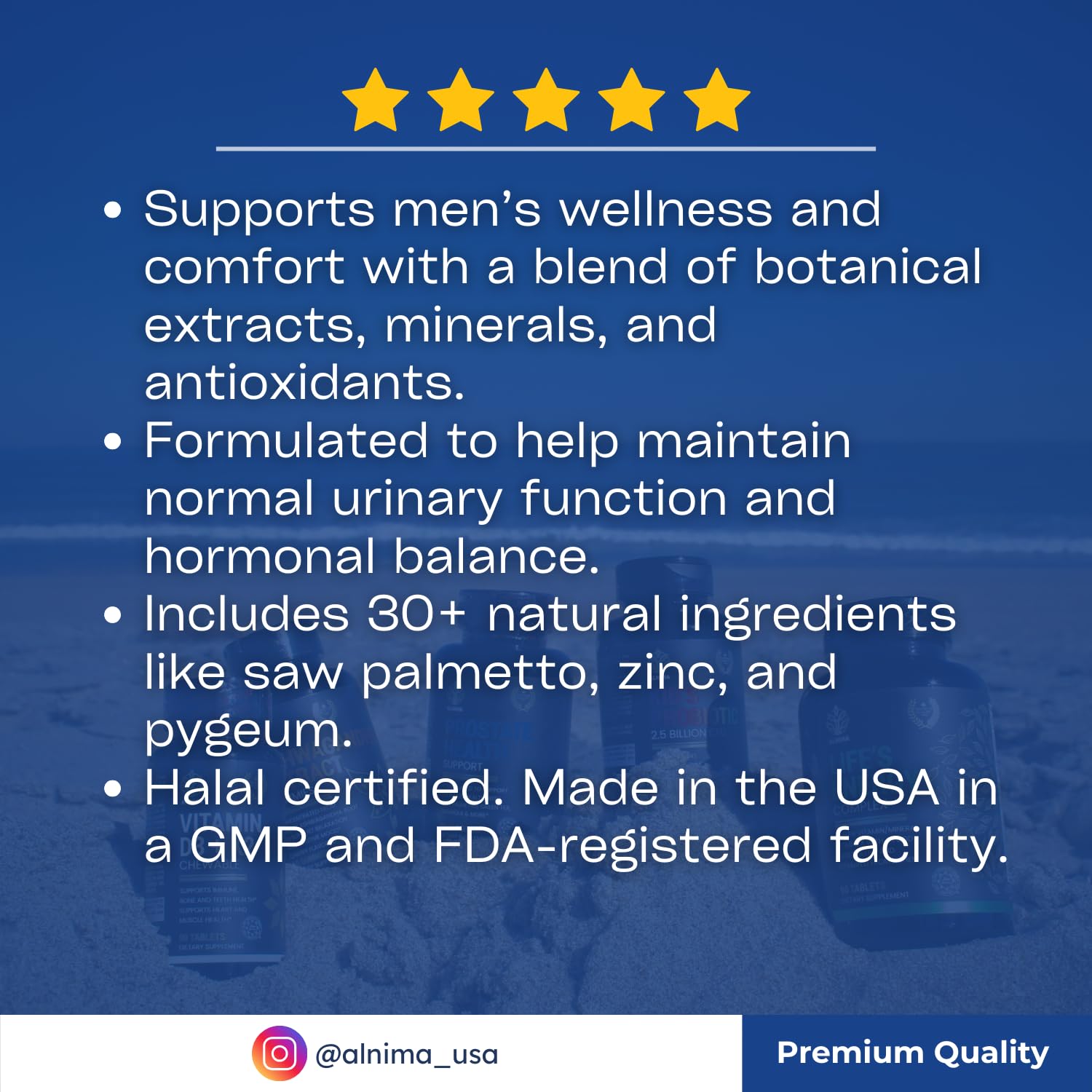 PROSTATE HEALTH Support Supplement – Saw Palmetto, Beta-Sitosterol, Zinc, Selenium & Herbal Blend – Halal Certified – Men’s Wellness Formula – 90 Capsules