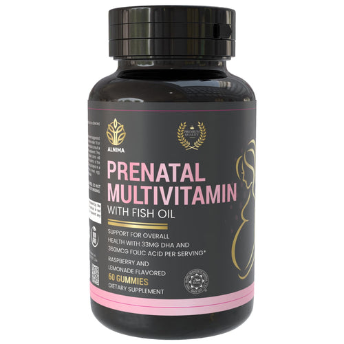 PRENATAL MULTIVITAMIN with DHA & EPA – Omega-3 Fish Oil Gummies for Pregnancy – Halal Certified – Raspberry & Lemon Flavor – 60 Count – Made in USA