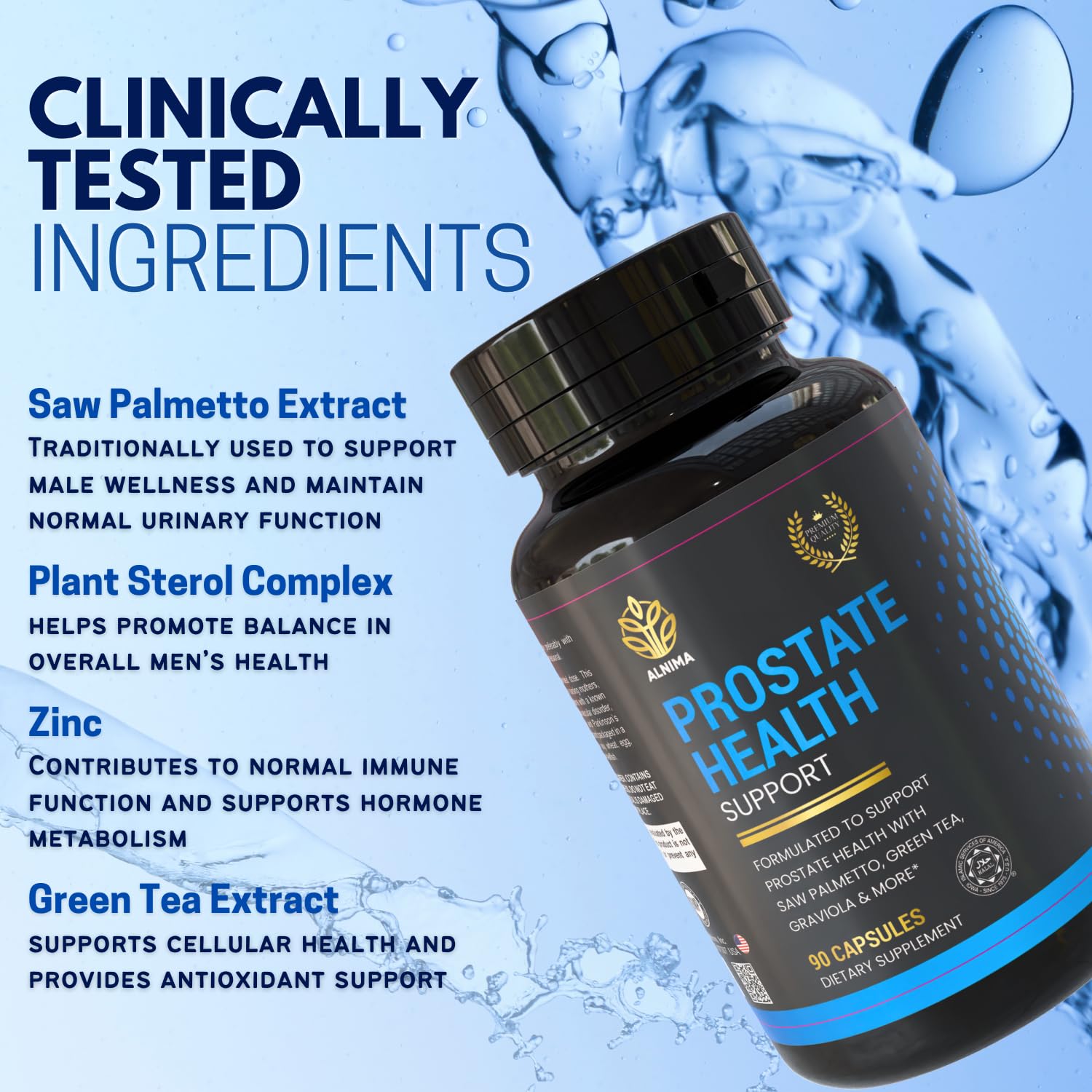 PROSTATE HEALTH Support Supplement – Saw Palmetto, Beta-Sitosterol, Zinc, Selenium & Herbal Blend – Halal Certified – Men’s Wellness Formula – 90 Capsules